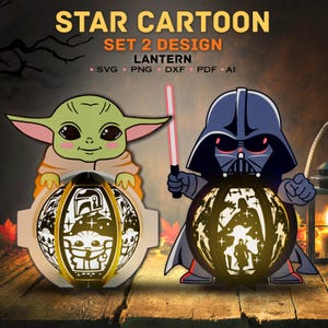Bundle film lanterne fichier numérique, bougie de film, boîte lumineuse de film, svg lanterne Star Wars, Shadow Box Star wars, papier découpé pour lanterne