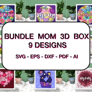 Paquete de corte de papel de caja 3D del Día de la Madre Svg, Caja de sombras del Día de la Madre Svg Cricut Archivo Corte Cricut, Regalo para mamá, Regalo del Día de la Madre, Amor mamá