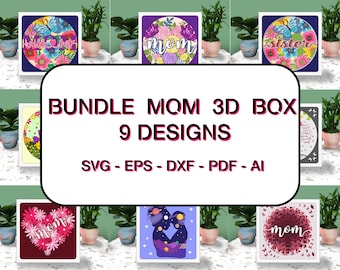 Mother's Day 3D Box Paper Cut Bundle Svg, Mother's Day Shadow Box Svg Cricut File Cutting Cricut, Gift for Mom, Mother Day gift, Love Mom