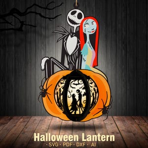 Caja de sombras de pesadilla, SVG de linterna de Halloween para Cricut, linterna de Jack Skellington, caja de sombras de Halloween, decoración de Halloween, linterna de pesadilla