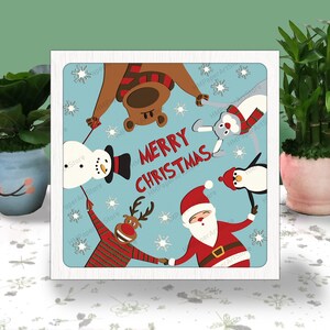 Frohe Weihnachten 3D Box Papierschnitt, Frohe Weihnachten Light Box svg, Weihnachtsmann und Freunde Weihnachten Shadow Box, svg für Cricut Datei, Weihnachtsdekor