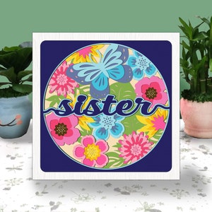 SISTER WORLDS BEST 3D-vak papier gesneden lichtbak Svg, Moederdag Shadow Box Svg Cricut bestand snijden Cricut, moeder Floral Shadow papier knippen