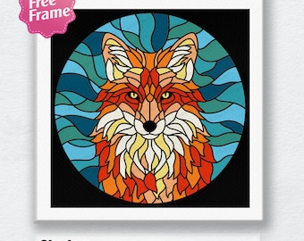 Fox Stained Glass Shadow Box Svg, Fox Stained Glass Svg, Stained Glass 3D Box, For Cricut, Fox 3D Box, Shadow Box Gift, Fox SVG