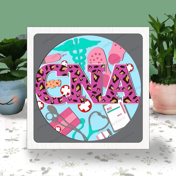 CNA Nurse 3D Box Paper Cut Light Box Svg, Nurse Life Shadow Box Svg Cricut File Cutting Cricut, Nurse Shadow Paper Cut