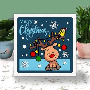 Reindeer Christmas 3D box, Reindeer Christmas Shadow Box svg, Layered Svg Light Box Svg, Files For Cricut, Christmas SVG, Reindeer svg