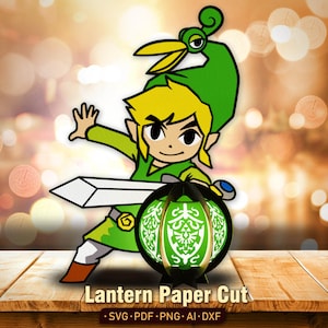 Archivo de corte de papel de linterna de Link de Legend of Zelda / Caja de luz SVG de Link de Legend of Zelda, linterna de dibujos animados, lámpara de dibujos animados, regalo para niños / K303