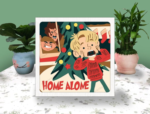 Christmas Movie 3D Box Paper Cut, Home Alone Light Box Svg, Christmas Movie Shadow Box Svg, For Cricut File, Christmas Gift, Xmas 3D Svg
