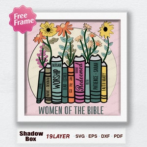 Donne della Bibbia 3D Box Christian Inspiration Paper Cut Light Box Shadow Box VERSETTO DELLA BIBBIA File Cricut Taglio Cricut Shadow Paper Cut