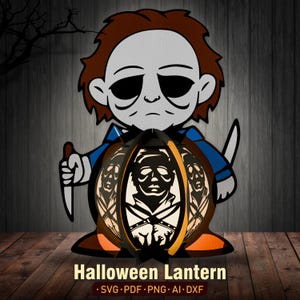 Lanterna de personagem de terror SVG para Cricut, caixa de sombra de terror, svg de personagem de terror, lanterna de personagem de terror, lanterna de Halloween, decoração de Halloween