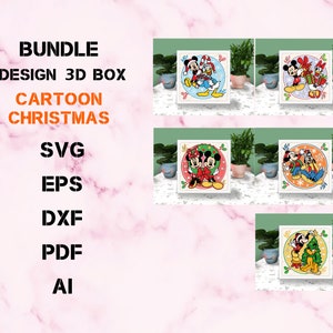 Bündel Mickey und Freunde 3D Box, Papierschnitt Licht Box SVG, Cartoon Mickey Shadow Box svg, Cricut-Datei, Schneiden Cricut, Mickey Shadow Papier