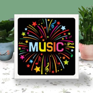 Amor música 3D caja corte de papel, amor música caja de luz svg, amor música caja de sombras, svg para archivo cricut, cartulina svg, amor música corte de papel