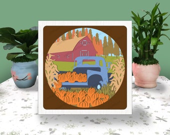 Truck Farm 3D Box Paper Cut Light Box SVG, Farm Shadow Box SVG Cricut File Cutting Cricut, Truck Farm Shadow Paper Cut, Truck Farm Svg, DIY