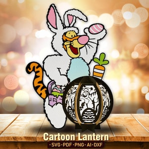 Ostern Tiger Laterne Digitale Datei | Hase Osterlaterne Osterlaterne Ostern Dekoration Ostern Tigger Schattenbox /K230