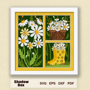 Daisy Spring Shadow Box Svg, Daisy Spring Light Box Svg, Daisy Spring Shadow Box, pour Cricut, Daisy Spring 3D Box, Daisy Spring SVG