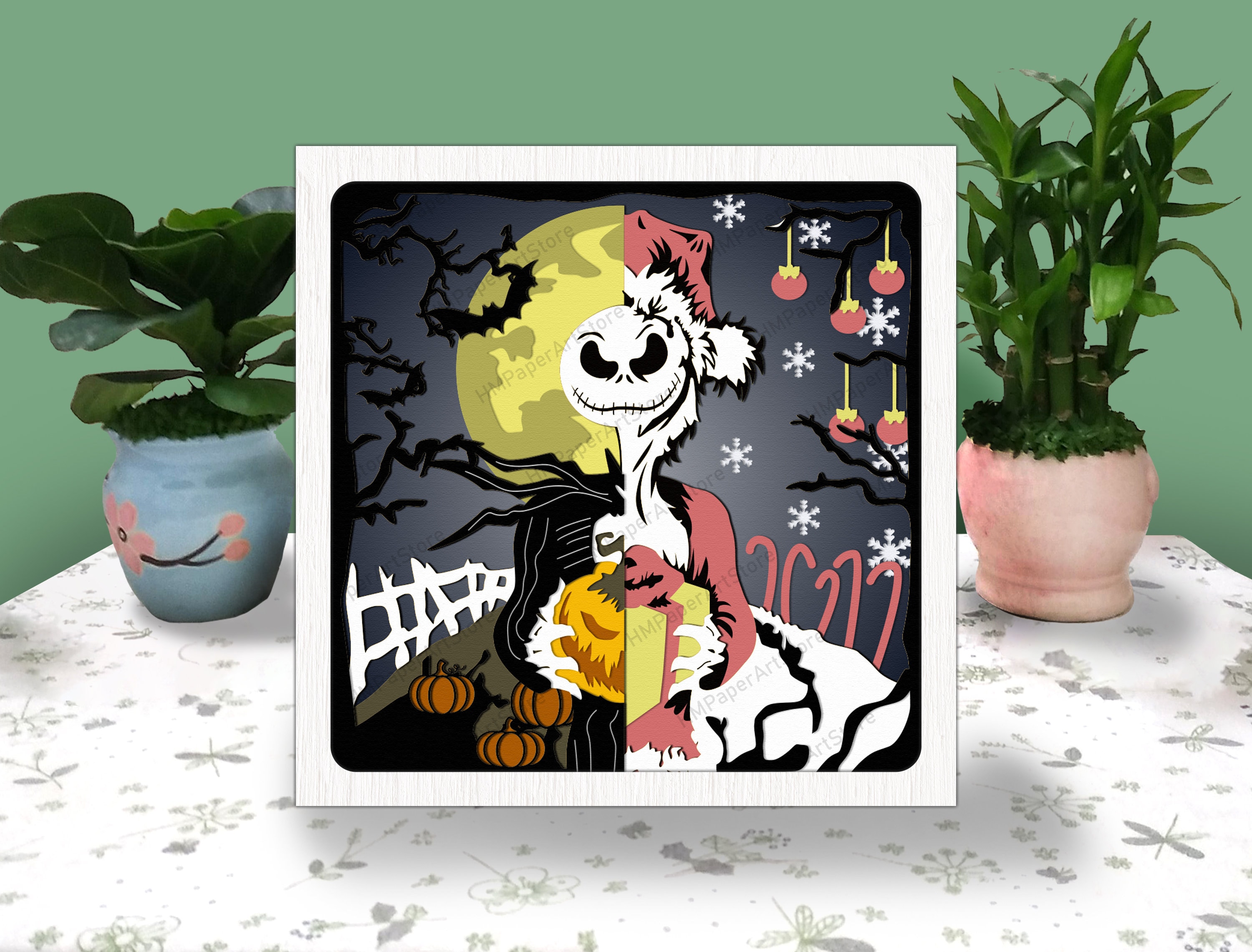 HORROR CHARACTER 3D Box, Jack Skellington Shadow Box Svg, The Nightmare Halloween 3D Box, For Cricut File,Halloween Shadow 3D Box, Christmas
