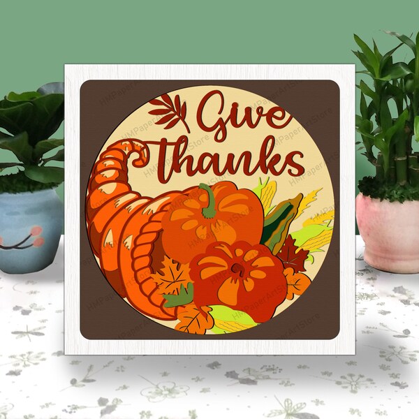 CORNUCOPIA 3D Box Paper Cut Thanks Giving Light Box Svg, Autumn Shadow Box SVG Cricut File Cutting Cricut, Pumpkin Shadow Paper Cut, DIY