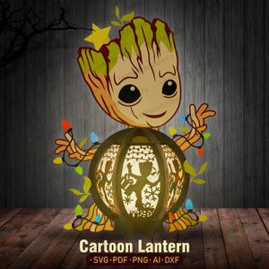 Groot lanterne papier découpé fichier, Groot Shadow Box, boîte 3D Groot, Groot lanterne Svg, svg I Am Groot, décoration de chambre d'enfant, cadeau pour enfant/K407