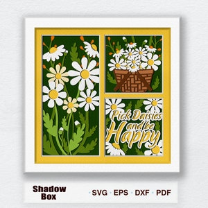 Daisy Flower Shadow Box Svg, Daisy Flower Light Box Svg, Daisy Flower Shadow Box, pour Cricut, Daisy Flower 3D Box, Daisy Flower SVG