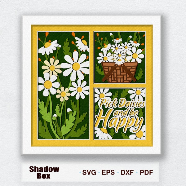 Daisy Flower Shadow Box Svg, Daisy Flower Light Box Svg, Daisy Flower Shadow Box, For Cricut, Daisy Flower 3D Box, Daisy Flower SVG