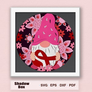 がんと闘うノーム 3D ボックス、がんと闘うノーム SVG、がんと闘う svg、乳がん啓発 SVG がん啓発 svg、乳がん svg