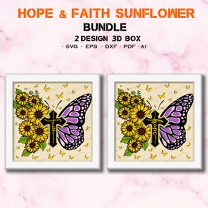Boîte 3D foi, boîte 3D espoir, boîte ombre foi croix, Jésus chrétien papillon SVG, svg chrétien, Jésus svg, foi croix, papillon svg/K175