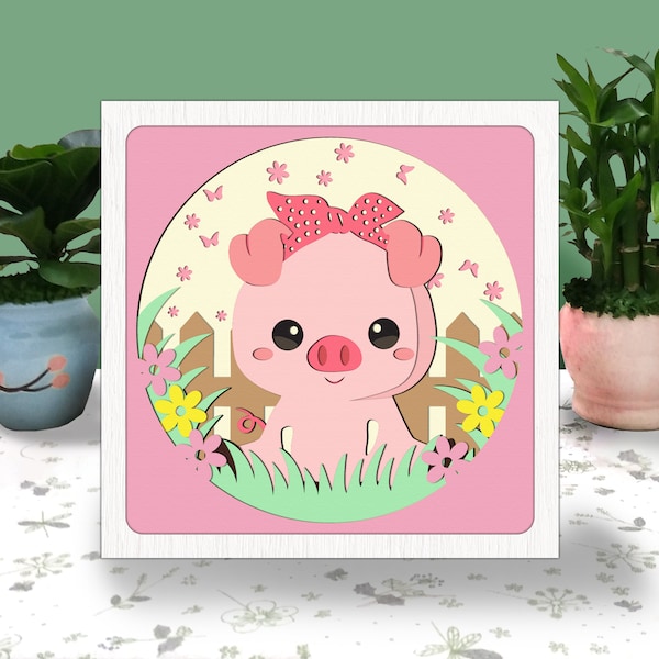 Cute Pig Farm Bandana 3D Box Paper Cut Light Box Svg, Baby Pig Shadow Box Svg Farm Cricut File Cutting Cricut, Pig Shadow Paper Cut Cute Pig Farm Bandana 3D Box Paper Cut Light Box Svg, Baby Pig Shadow Box Svg Farm Cricut File Cutting Cricut, Pig Shadow Paper Cut