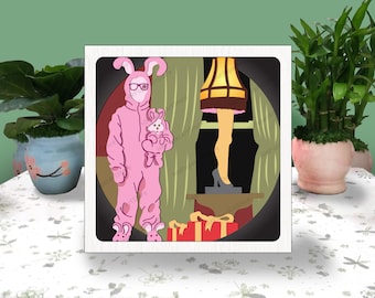 A Christmas Story 3D Box Paper Cut A Christmas Story Light Box Svg 3D Layered Christmas SVG Shadow Box Svg For Cricut File, Cardstock SVG