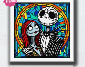 Gothic Couple Stained Glass Shadow Box SVG, 13 Layer Romantic Halloween Paper Cut Design For Spooky Cute Decor And Dark Love Gift /K616