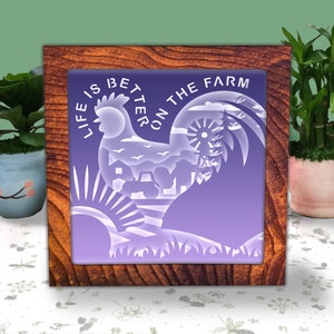 Chicken Farm House Paper Cut Light Box Archivos de plantilla SVG, Shadow Box SVG Cricut File, Corte Cricut, Corte de papel de sombra, BRICOLAJE