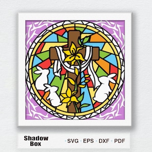 Pâques Jésus ressuscité verre ombre boîte Svg, Pâques Jésus ressuscité verre lumière verre svg, Pâques Jésus ombre boîte, décoration de Pâques, cadeau de Pâques, svg de Jésus