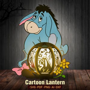 Eeyore Cartoon Lantern Digital File, Cartoon Lampcandle, Cartoon Light box, Cartoon Lantern svg, Cartoon Shadow Box, Lantern paper cut