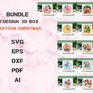 Bündel Mickey und Freunde 3D Box, Papierschnitt Licht Box SVG, Cartoon Mickey Shadow Box svg, Cricut-Datei, Schneiden Cricut, Mickey Shadow Papier