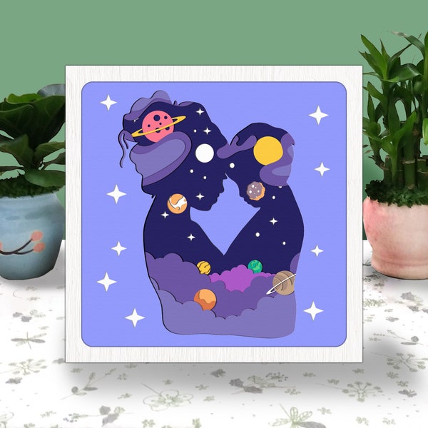 Love Son To The Moon And Back 3D Box Paper Cut Light Box Svg, Mother's Day Shadow Box Svg Cricut File Cutting Cricut, Mom Shadow Paper Cut