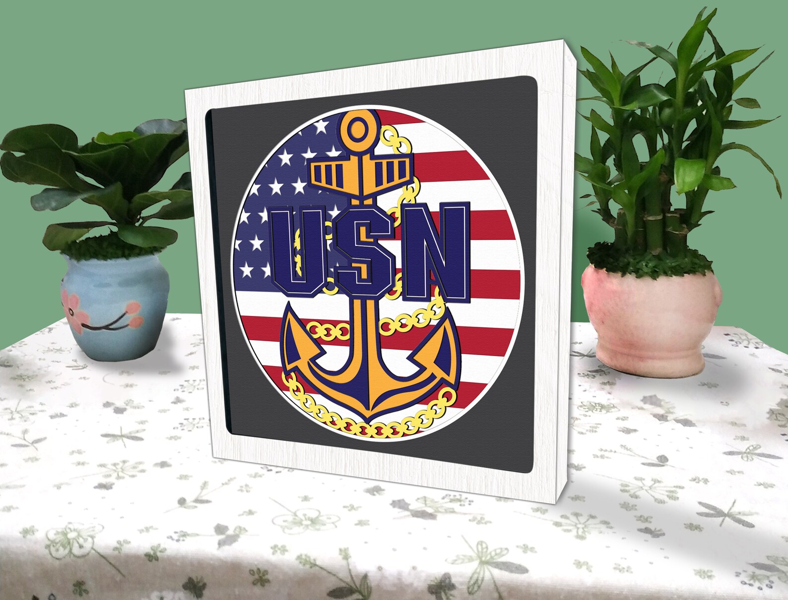 USN 3D Box Navy Army Paper Cut Light Box PATRIOTIC Shadow Box Svg ...
