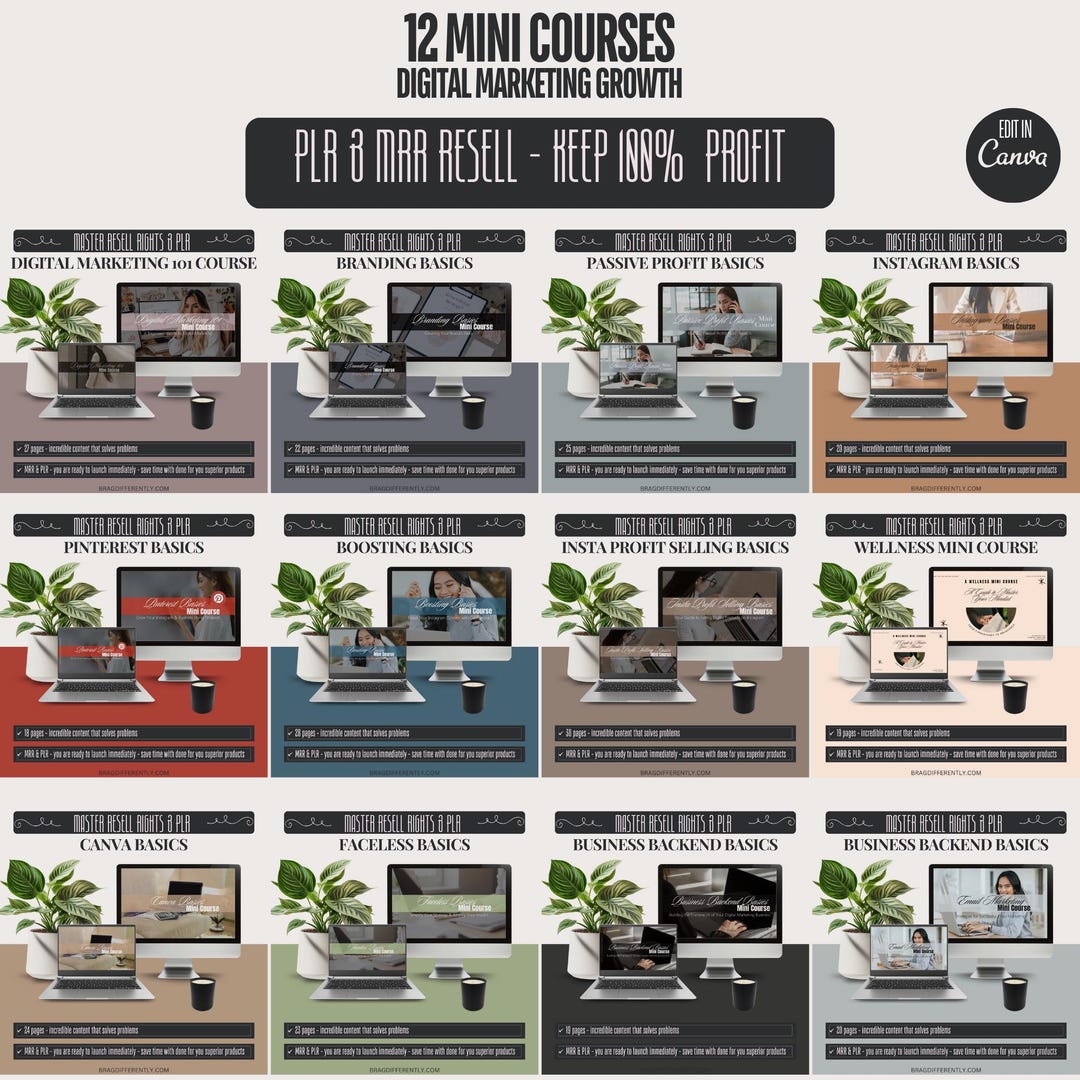 Mini Course Examples Digital Marketing Course Bundle: 12 Mini Courses, MRR + PLR - Etsy