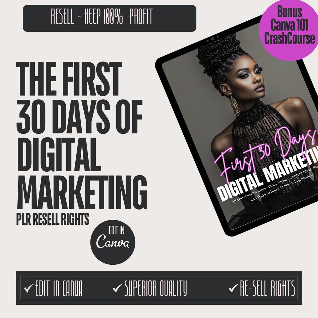 30-day Digital Marketing Ebook: Canva Template, PLR & MRR (PDF) - Etsy