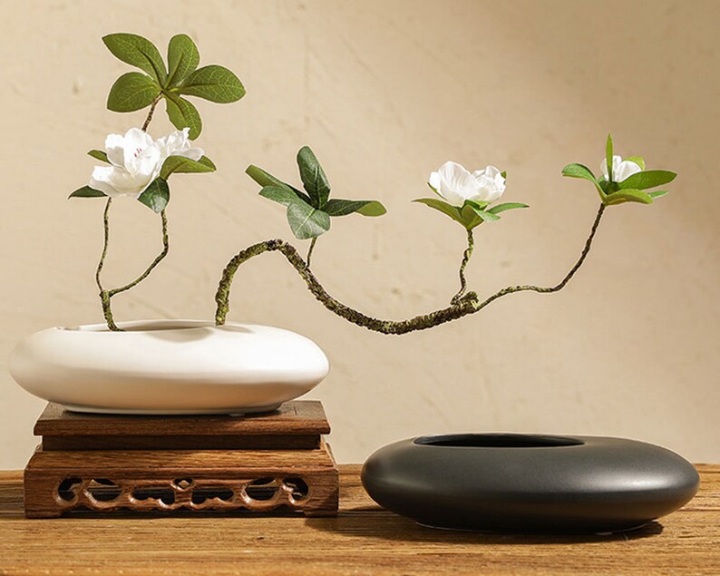 Ceramic Ikebana Vase in Round Shape Cobblestone Shape Etsy