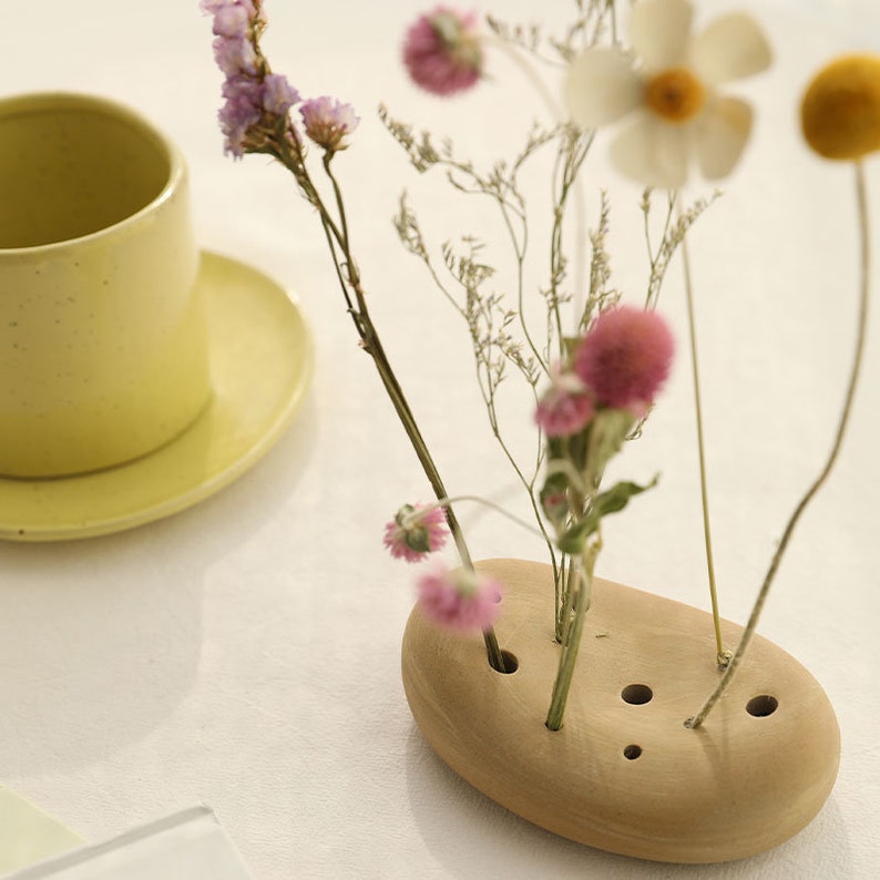 Vintage KENZAN Ikebana Flower Frog Vase Rustic Pottery Etsy