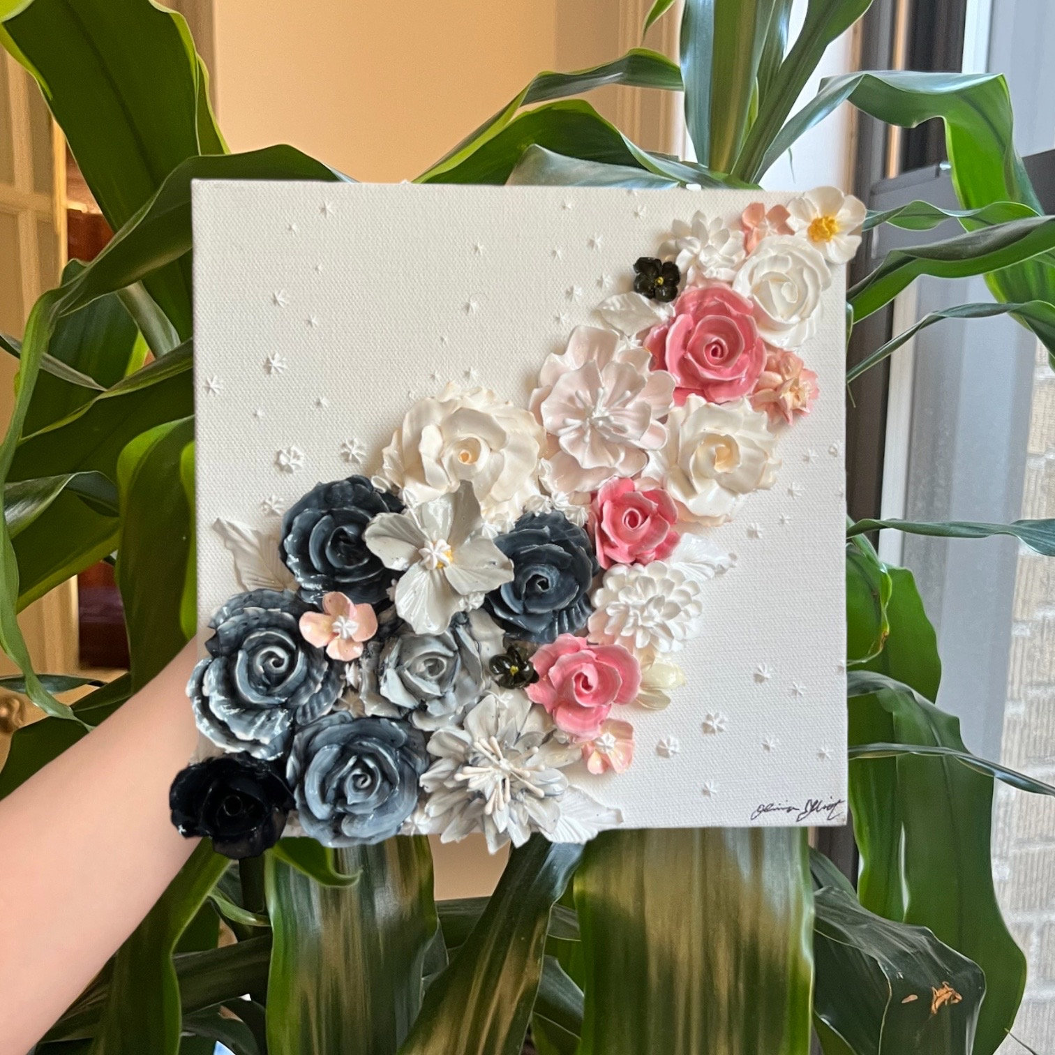 Wildest Dreams - Medium 8×8" - 3D Acrylic Flower  Painting Floral Composition - Home Decor - Wedding Gift