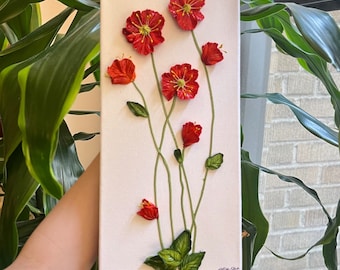 Poppies I - Medium 6x12" - Poppy Flowers - 3D Acrylic Flower Painting Floral