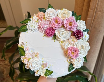 Bubbly - Medium 8&quot; - 3D Acrylic Flower  Painting Floral Composition - Home Decor - Wedding Gift