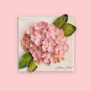 Gloria Mini 4x4 3D Acrylic Flower Painting Floral Composition Pink Hydrangea Home Decor Wedding Gift Baby Shower image 5