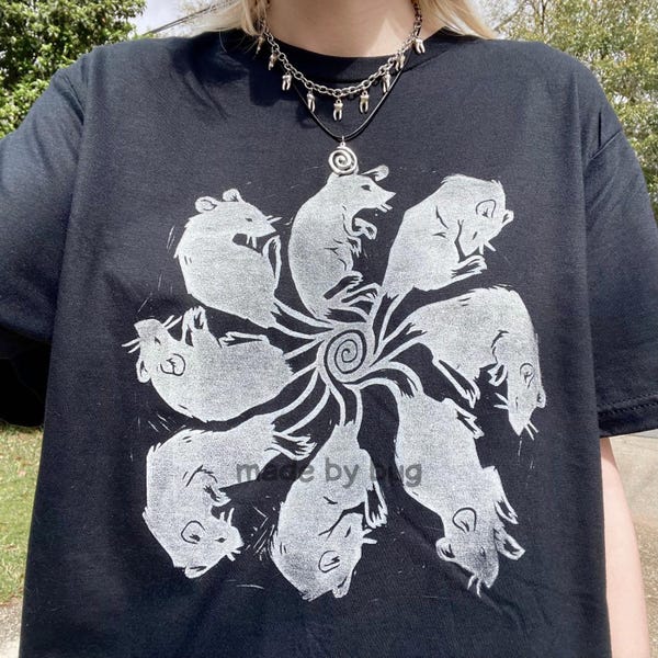 hand-printed rat king tshirt!