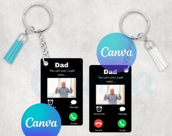 Memorial Keyring Template | Editable Canva Template | DIY Craft | Heaven Memorial Template | Dad Keyring | Fathers Day | Phone Memorial