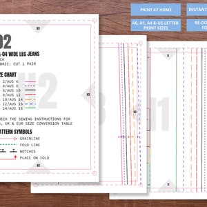 Wide Leg Pants PDF Pattern Jeans Pattern, Digital Pdf Sewing Pattern, High Waisted Wide Leg Trousers, Flare Pants, Size Inclusive Pattern image 5