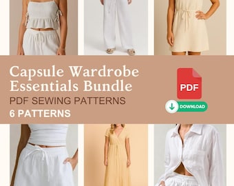 Sewing Patterns Bundle - 6 PDF Patterns for Pants, Dresses, Tops, Shorts, Pants Sewing Pattern PDF, Beginner Sewing Pattern, DIY Sewing
