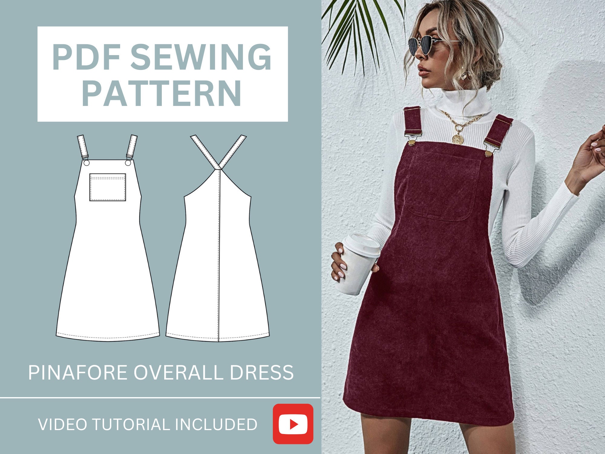 Victoria Dungaree Dress Pinafore Sewing Pattern Digital PDF Printable  Patterns Instant Download 