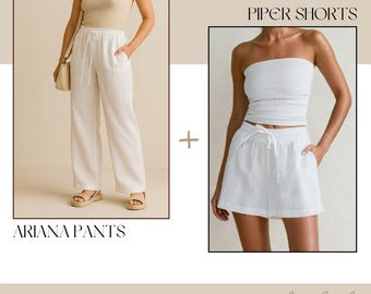 Pants Sewing Pattern PDF, Sewing Pattern Bundle, Easy Sewing Pattern for Women's Linen Pants, Shorts Sewing Pattern, Beginner Sewing Pattern