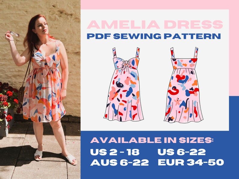 Digital PDF Sewing Pattern Bow Tie Dress US Sizes 1018 aus Etsy