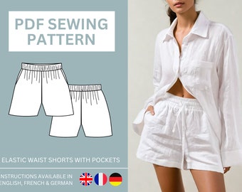 Shorts Casual Comfy Sewing Pattern | XS-XXL | Loungewear, Pajamas, Exercise, Fashion Shorts | Instant Download | Easy Digital PDF | Elastic